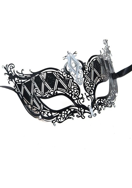 Kristal Gümüş Taşlı Siyah Lazer Kesim Metal Lüks Maske fiyatları