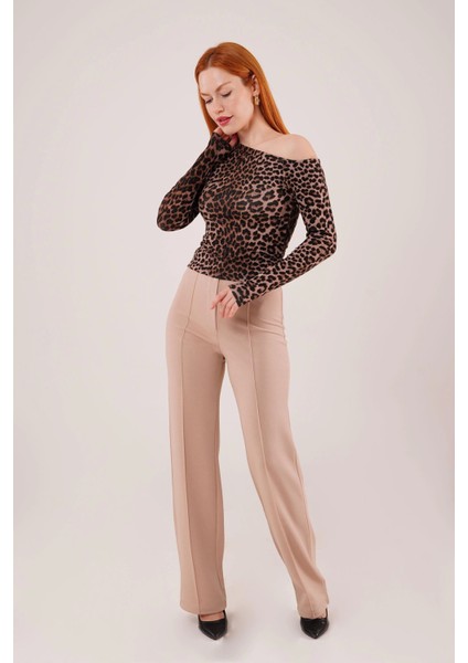 Ön Dikiş Detaylı Tek Düğme Taş Pantolon