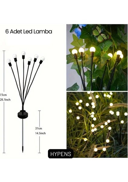Beyaz 6 Ledli Su Geçirmez Dekoratif Bahçe Çiçekleri Güneş Enerjili Süs Lamba Güneş Panelli Solar Bahçe Işıkları Aydınlatma Lamba Seti