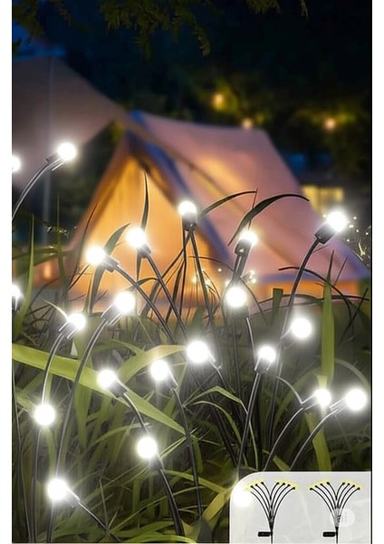 Beyaz 6 Ledli Su Geçirmez Dekoratif Bahçe Çiçekleri Güneş Enerjili Süs Lamba Güneş Panelli Solar Bahçe Işıkları Aydınlatma Lamba Seti