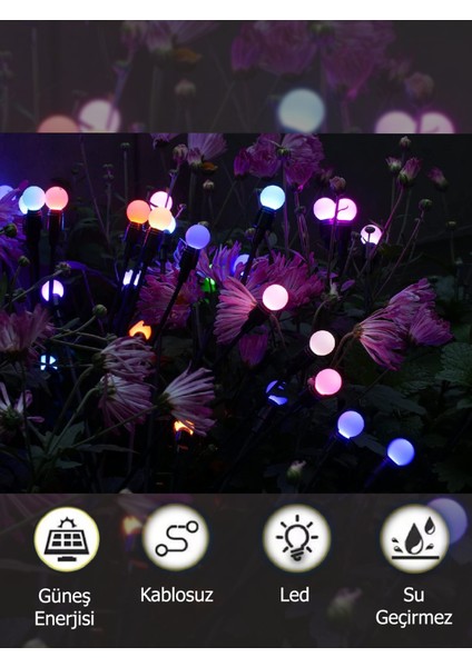 Beyaz 6 Ledli Su Geçirmez Dekoratif Bahçe Çiçekleri Güneş Enerjili Süs Lamba Güneş Panelli Solar Bahçe Işıkları Aydınlatma Lamba Seti