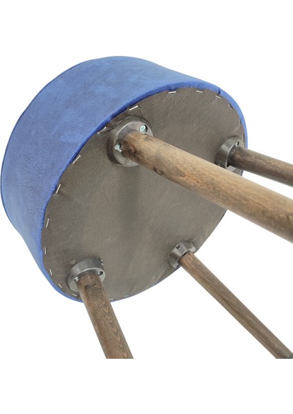 Puf Koltuk Bench Tabure – Lacivert Düz Desen - Ahşap Ayaklı - Doğal Modern Stil modelleri