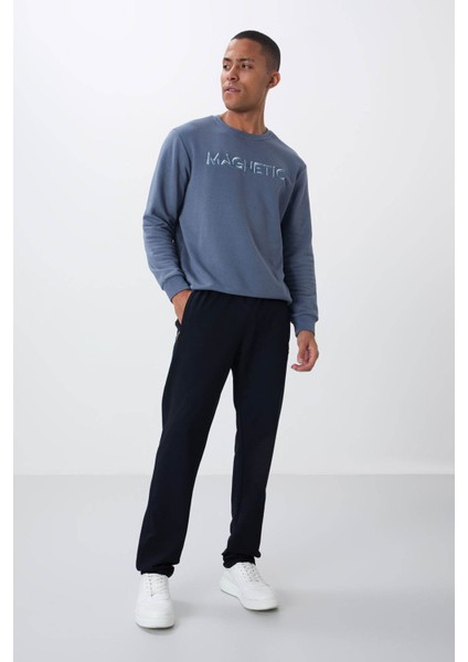 Fermuar Cepli Düz Paça Lacivert Erkek Eşofman Altı T06ER-84669 fiyatları