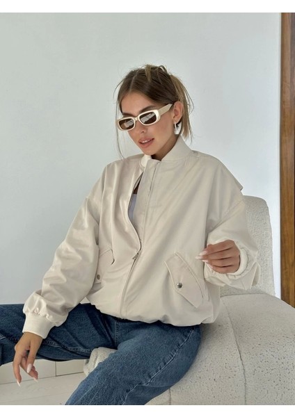 Bej Parçalı Bomber Ceket fırsatları