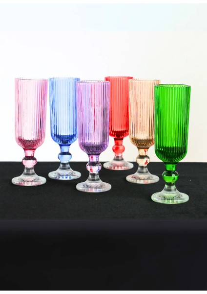 6' Lı Rainbow Kristal Ayaklı Kahve Yanı Su ve Meşrubat Bardağı Sunum Bardağı