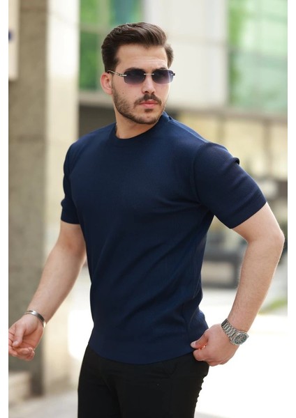 Erkek Bisiklet Yaka Jakarlı Kısa Kollu Tshirt fiyatları