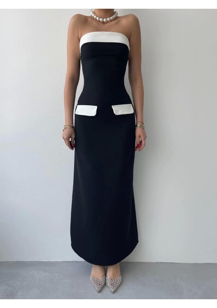 Cep Detaylı Straplez Elbise fiyatları