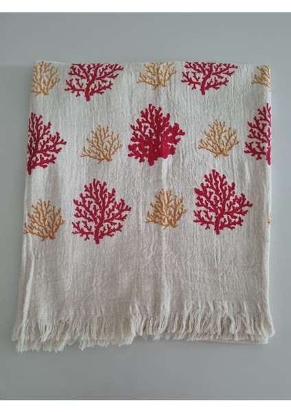 Müslin Peştemal Mercan Desenli Plaj Havlu fiyatları