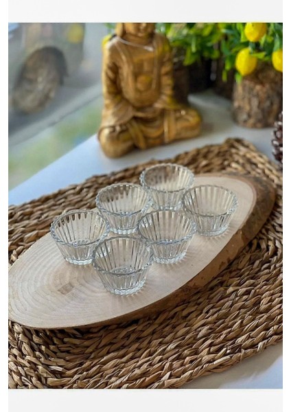 6 Adet Mini Cam Sosluk Kahve Yanı Lokumluk Reçellik Sunumluk Dekoratif Tabak fiyatları