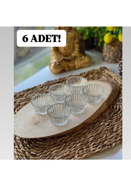 6 Adet Mini Cam Sosluk Kahve Yanı Lokumluk Reçellik Sunumluk Dekoratif Tabak modelleri
