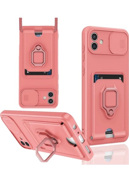 Newface Samsung Galaxy A06 Kılıf Zuma Kartvizitli Yüzüklü Silikon - Pembe