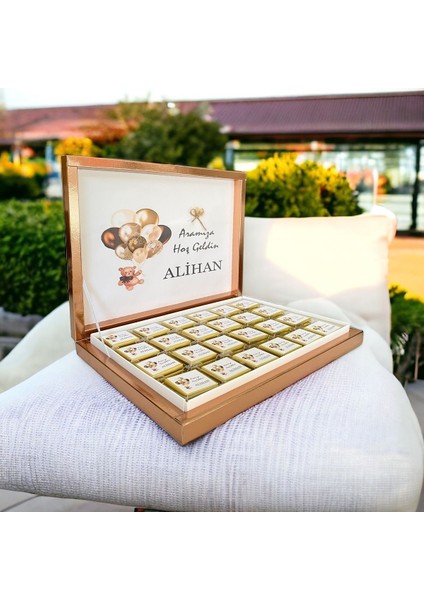 Isme Özel Balonlu (Elit Çikolata) Isimli Bebek Çikolatası 72LI Dogum-Yaş Günü-Hediyelik Çikolata