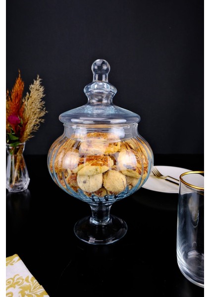 Bonbenera Cam Kapaklı Ayaklı Sunumluk Drajelik ve Kurabiyelik 30 cm fiyatları