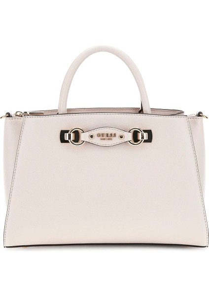 Kadın Metal Aksesuarlı Yapılandırılmış El Çantası - Krem