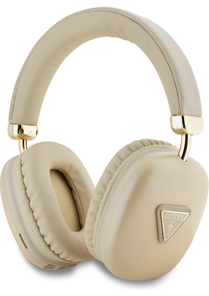 Orjinal Lisanslı Pu Metal Üçgen Logolu Kulak Üstü Bluetooth Kulaklık Luxury Dizayn Gold