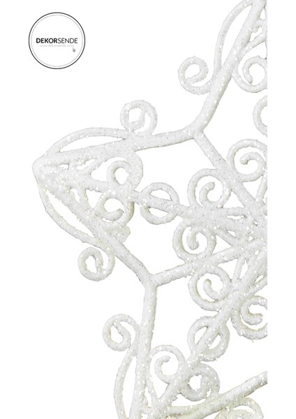 Yılbaşı Süsü Simli Dantel Desenli Yıldız Beyaz 15 cm fiyatları