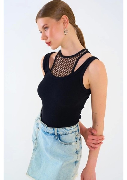 Içi Dantelli Kaşkorse Atlet - Siyah fiyatları