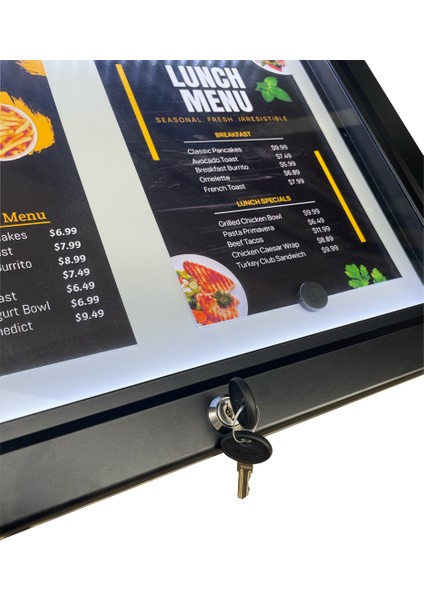 2xa4 LED Işıklı Restoran Menü ve Bilgi Panosu Kilitli Su Geçirmez Iç ve Dış Mekan Tekerlekli Pano modelleri