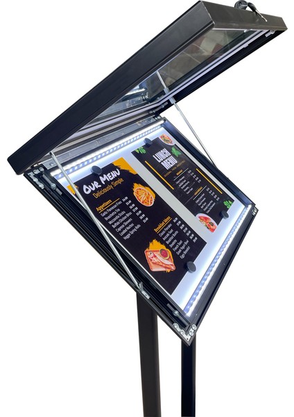 2xa4 LED Işıklı Restoran Menü ve Bilgi Panosu Kilitli Su Geçirmez Iç ve Dış Mekan Tekerlekli Pano fırsatları