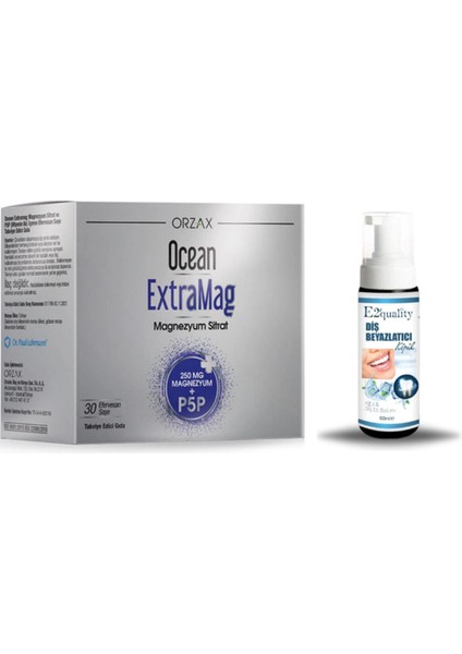 Orzax Ocean Extramag Magnezyum Sitrat Efervesan 30 Saşe + Hediye Diş Beyazlatıcı Köpük