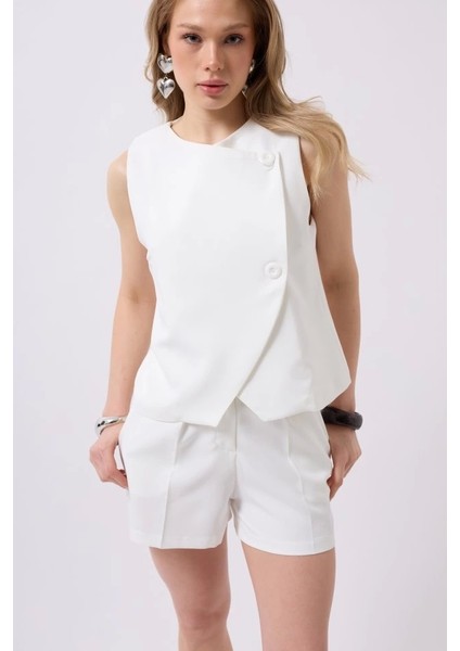 Yandan Düğmeli Dokuma Yelek