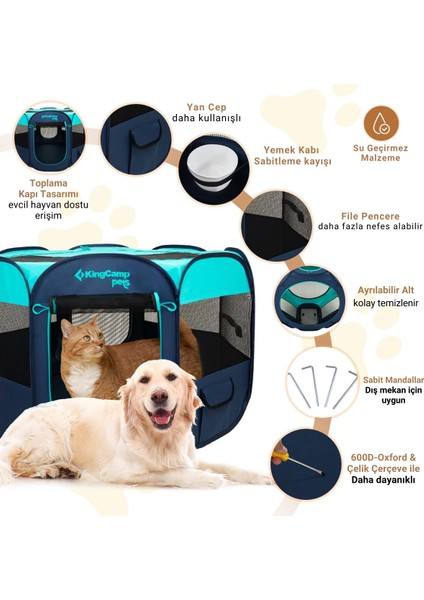 Kingcamp Pets Ancona L Portatif Köpek Çadırı Blue fırsatları