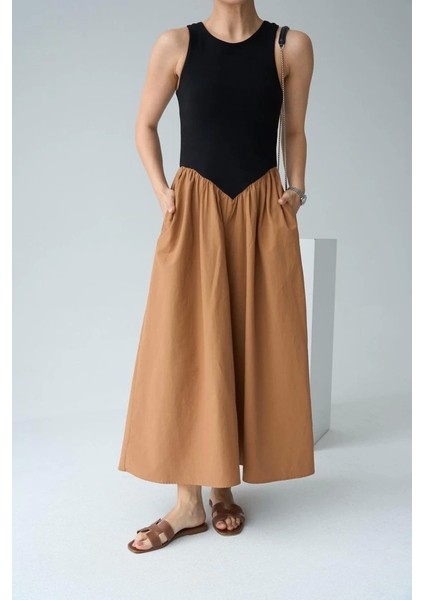 Iki Renkli Elbise - Siyah-Taba modelleri