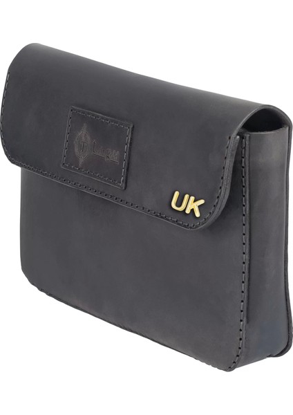 Isme Özel Çıtçıtlı El Çantası - %100 Crazy Deri - AC14002 - Antrasit modelleri