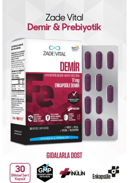 Demir ve Prebiyotik Içerikli Takviye Edici Gıda 30 Kapsül