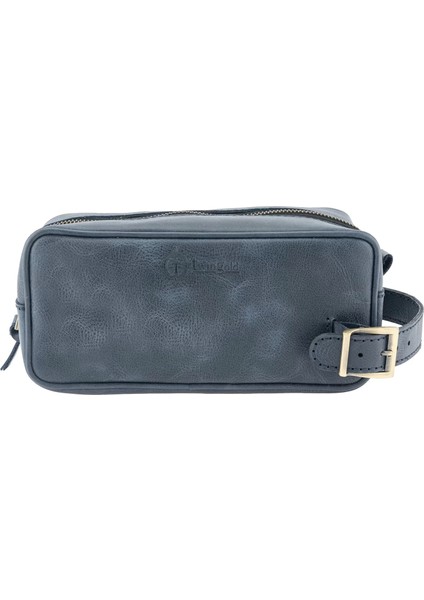 Isme Özel Dopp Kit Kişisel Bakım ve Seyahat Çantası - %100 Rainbow Deri - AC14004 - Lacivert modelleri