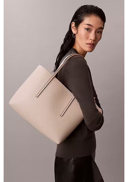 Kadın Foil Logo Tote Çanta - Krem indirimleri
