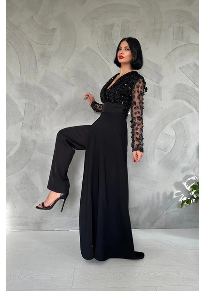 Siyah Kolları Tül Etekli Tulum modelleri