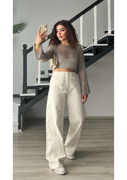 Gri Merserize Crop Bluz indirimleri