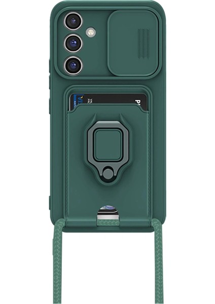 Newface Samsung Galaxy A25 5g Kılıf Zuma Kartvizitli Yüzüklü Silikon - Yeşil