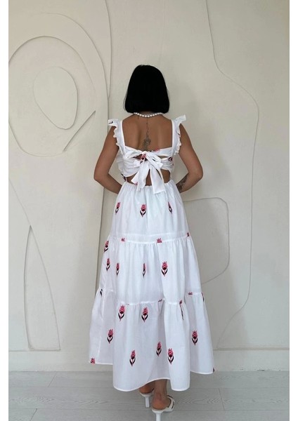 Fuşya Sıfır Kol Fırfırlı Elbise fırsatları