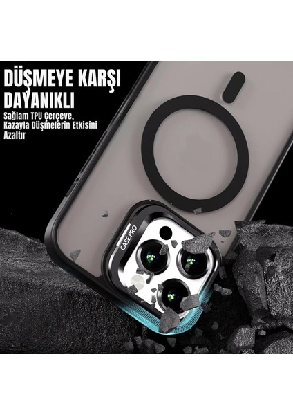 Apple Iphone 14 Pro Max Uyumlu Kılıf Standlı Mat Magsafe Metal Tuşlu Kamera Lens Hediyeli Nevada Case modelleri