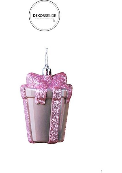 Yılbaşı Süsü Simli Parlak Hediye Paketi 2'li Pembe 10 cm fiyatları