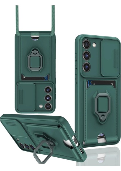 Newface Samsung Galaxy S24 Plus Kılıf Zuma Kartvizitli Yüzüklü Silikon - Yeşil