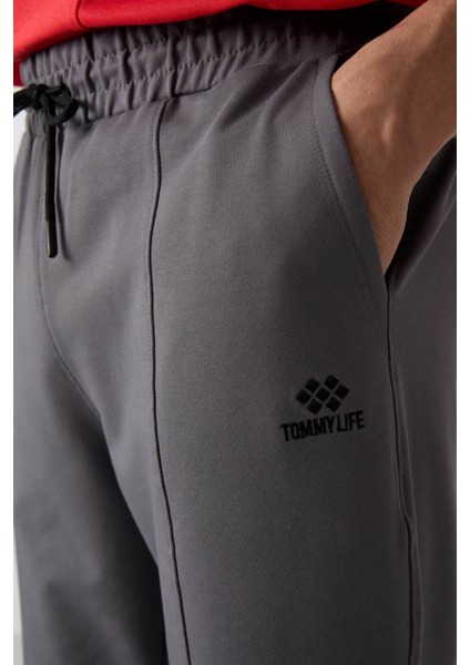 Comfort Fit Nakışlı Koyu Gri Erkek Eşofman Altı T15ER-82123_01 fiyatları