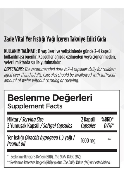 Yer Fıstığı Yağı 60 Blister Kapsül fiyatları