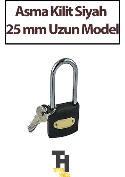 Asma Kilit Siyah 25 mm Uzun Model