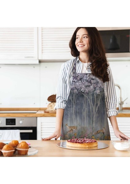 Red Mini Flowers And Gazels Mutfak Önlüğü (Keten Kumaş, Uluslararası Yıkama ve Solmama Sertifikası) fiyatları