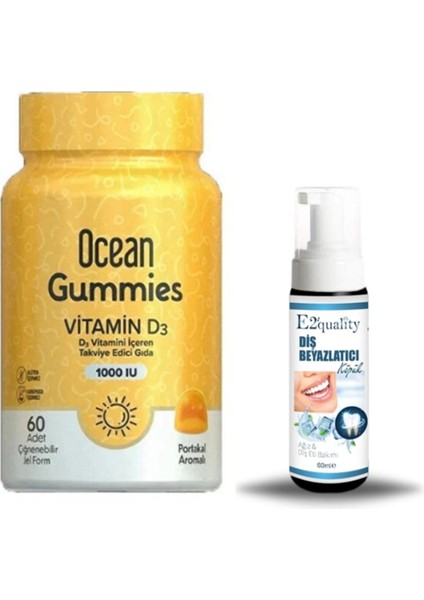 Orzax Ocean Gummies Vitamin D3 1000 Iu 60 Adet + Hediye Diş Beyazlatıcı Köpük