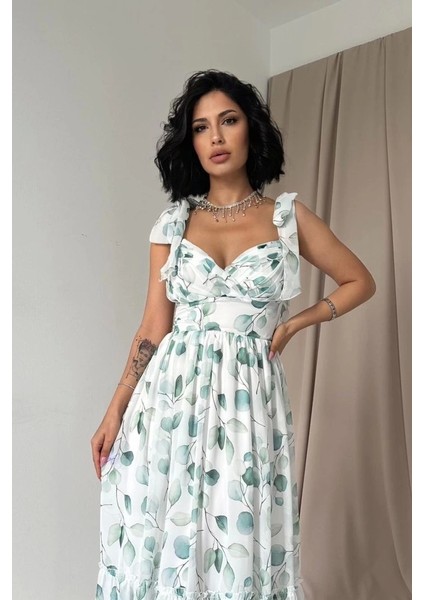 Yeşil Şifon Drapeli Elbise fiyatları