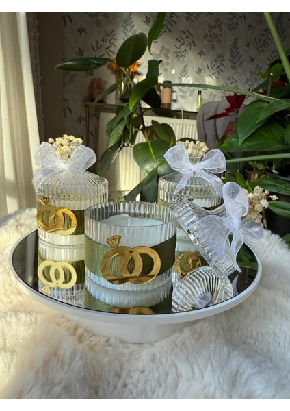 Nikah-Düğün Hediyelik Mum Özel Süslemeli Dağıtmalık Hediyelik Mum Isimli 10LU