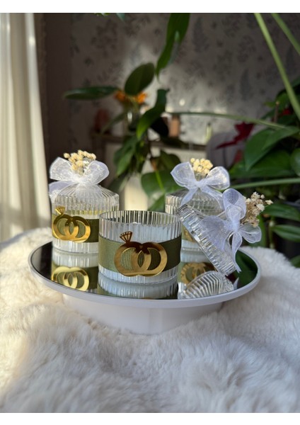 Nikah-Düğün Hediyelik Mum Özel Süslemeli Dağıtmalık Hediyelik Mum Isimli 10LU fiyatları