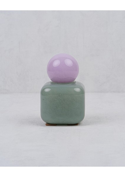 Lüks Kapaklı Cam Vazo Yeşil Lila