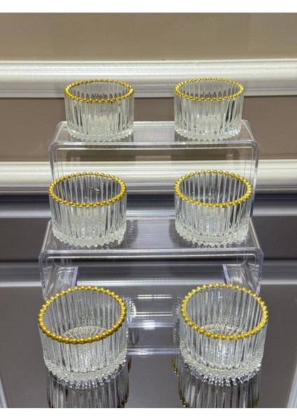 Yaldızlı Cam Sosluk & Sunumluk & Drajelik Yeni Ürün 6'lı