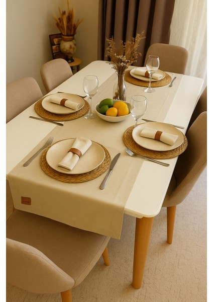 Sandy Breeze Keten Runner 45X120 cm | %100 Keten Masa Örtüsü, Şık Masa Dekorasyonu
