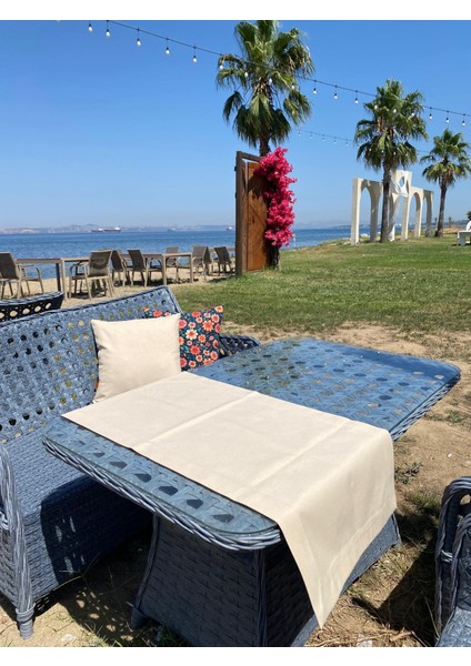 Sandy Breeze Keten Runner 45X120 cm | %100 Keten Masa Örtüsü, Şık Masa Dekorasyonu